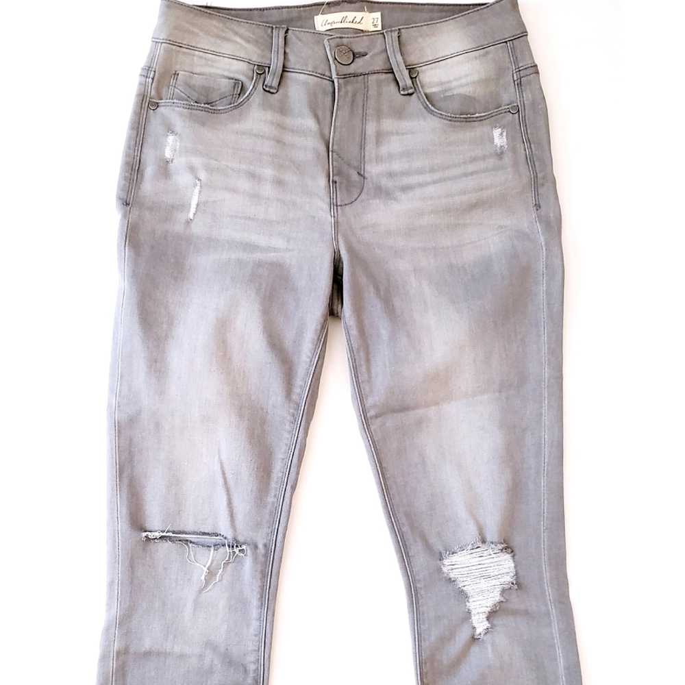NWOT Unpublished Gray Ripped Raw Hem Jeggings 27 - Picture 3 of 7